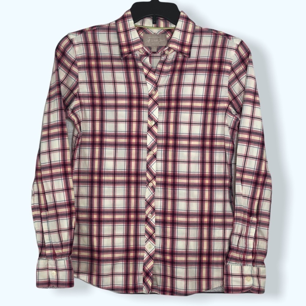 Banana Republic Soft Wash Cotton Plaid Button Down Shirt Sz Med